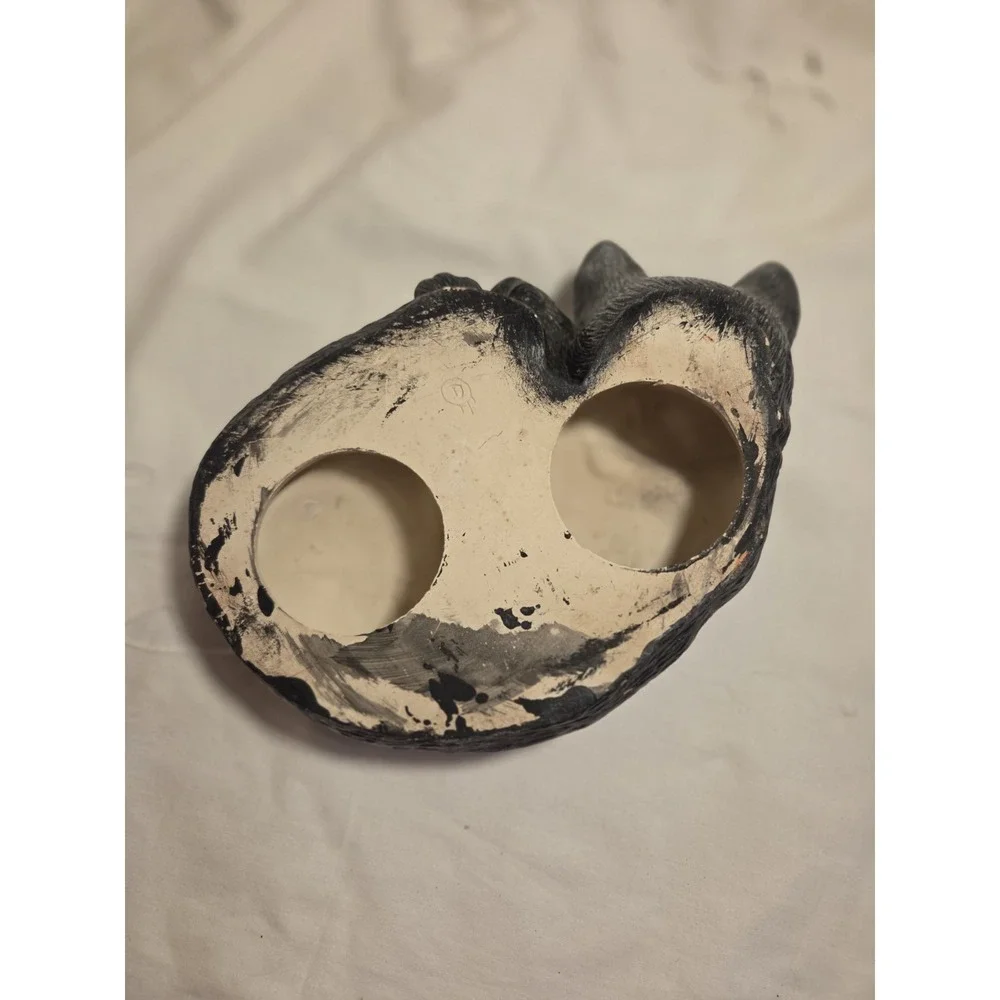 Black Ceramic Sleeping Cat Statue